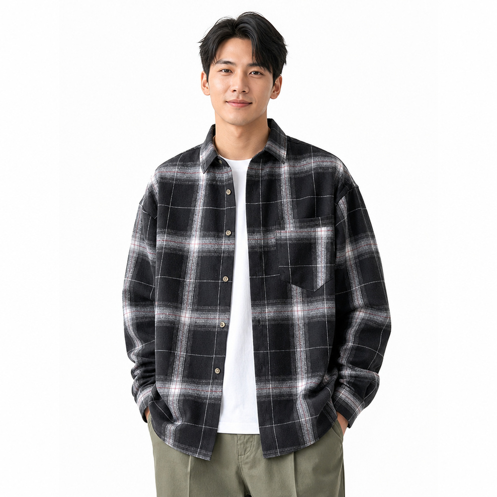 남성 기모 셔츠 남방 체크셔츠 긴팔 ON-SHA-QWFG64NP